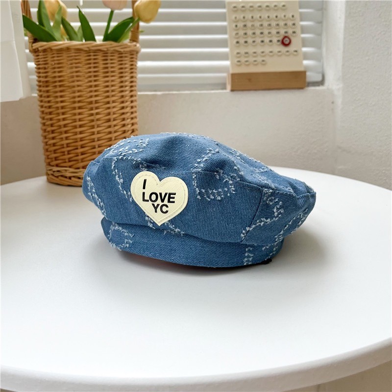 PRETTY BABY หมวกเด็ก 2-8ปี รอบหัว48-52cm หมวกทรงเบเร่ต์ยีนส์ หมวกแฟชั่น ปรับขนาดได้ (1540) - รูปที่ 5