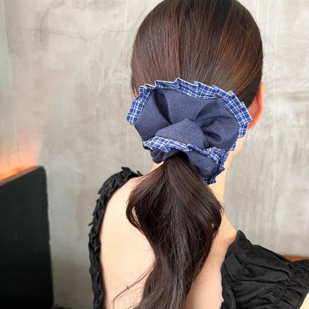 JOJO COCO Blue Checkered High-end แฟชั่นสไตล์ลําไส้ใหญ่กิ๊บติดผมสําหรับผู้หญิง - รูปที่ 2