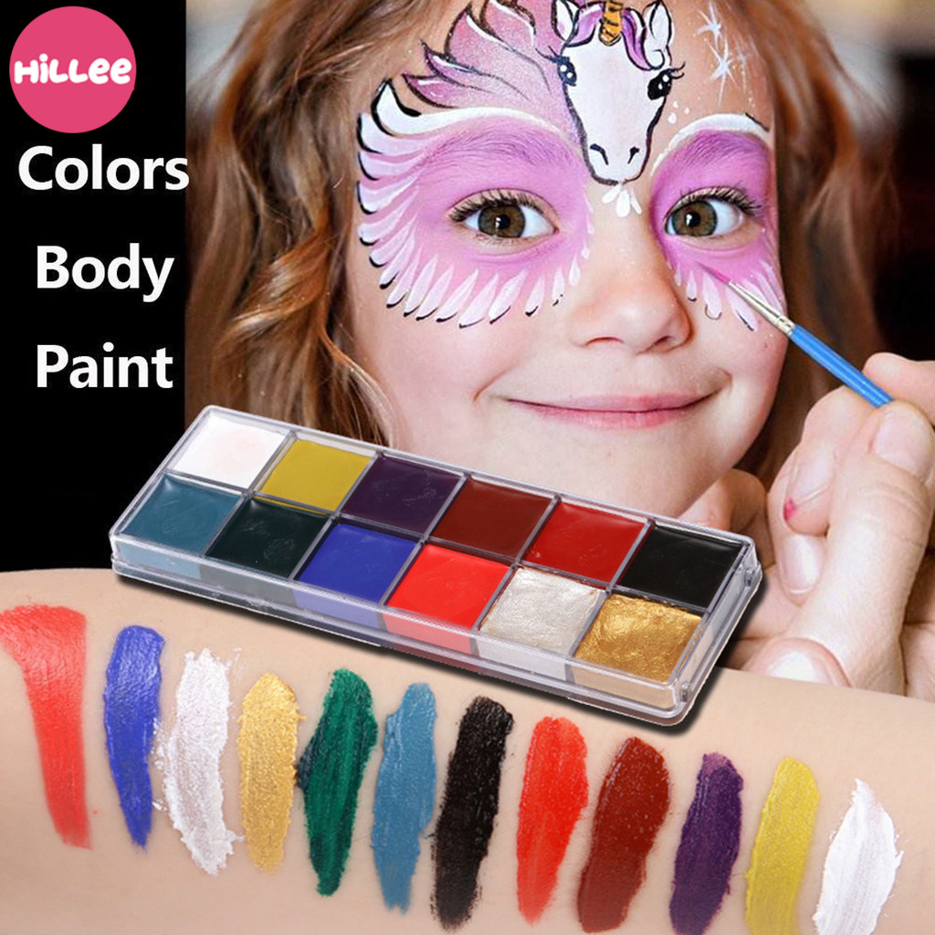 (ฟรีแปรงทาสี)สีเพ้นท์หน้า สีทาหน้าและร่างกาย สีสันสดใส สีทาหน้า มี12สี สีทาตัวเรืองแสง ล้างเครื่องสำอางออกง่าย