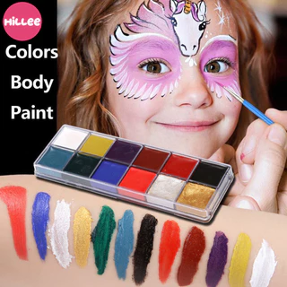 (ฟรีแปรงทาสี)สีเพ้นท์หน้า สีทาหน้าและร่างกาย สีสันสดใส สีทาหน้า มี12สี สีทาตัวเรืองแสง ล้างเครื่องสำอางออกง่าย
