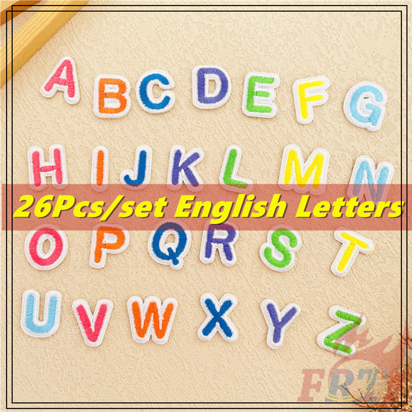 26ชิ้น/เซ็ต สีสันสดใส . Mini Arial English Letters Series 01 แพทช์สติ๊กเกอร์มีกาวในตัว DIY เหล็กบนเย็บแพทช์ป้าย