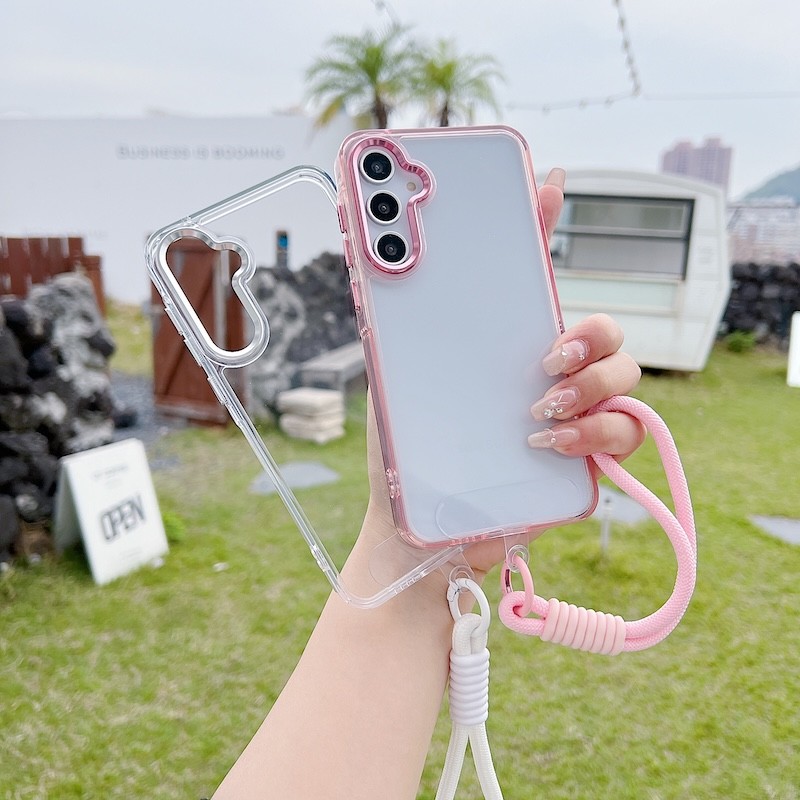 SAMSUNG สําหรับSamsung A07 A17 A37 A57 A06 A36 A56 A16 A26 A15 A25 A35 A55 A14 A54 S24 S23 S25 FE S25 Plus Ultra 5G Clear Hardอะคริลิคสายคล้องมือกันกระแทก
