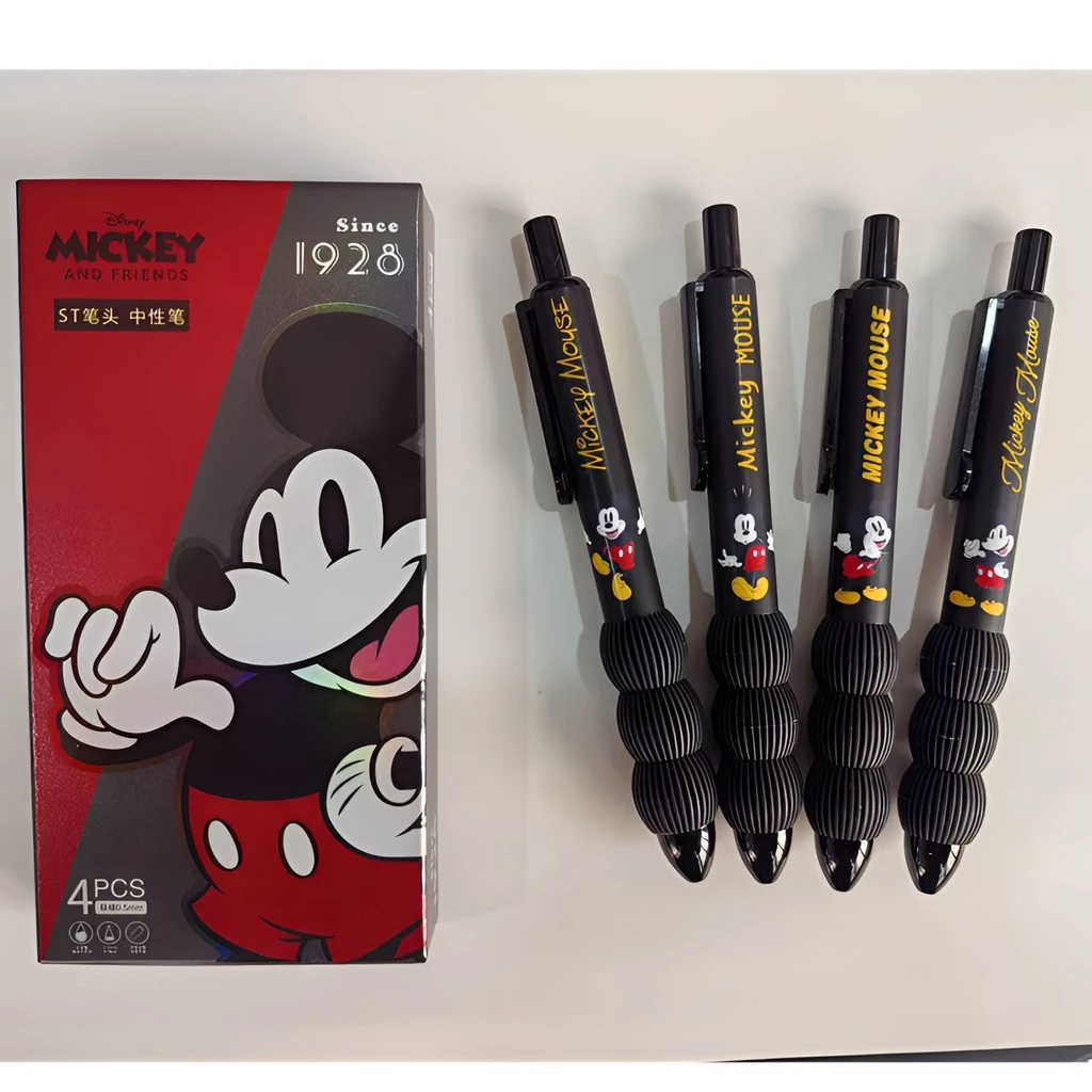 ปากกาเจล ST ของ Disney Mickey Mouse ที่ได้รับอนุญาตอย่างเป็นทางการจาก Lianzhong จำนวน 8 ชิ้น สำหรับนักเรียน ปากกาเจลสีดำและแดงสำหรับฝึกซ้อม