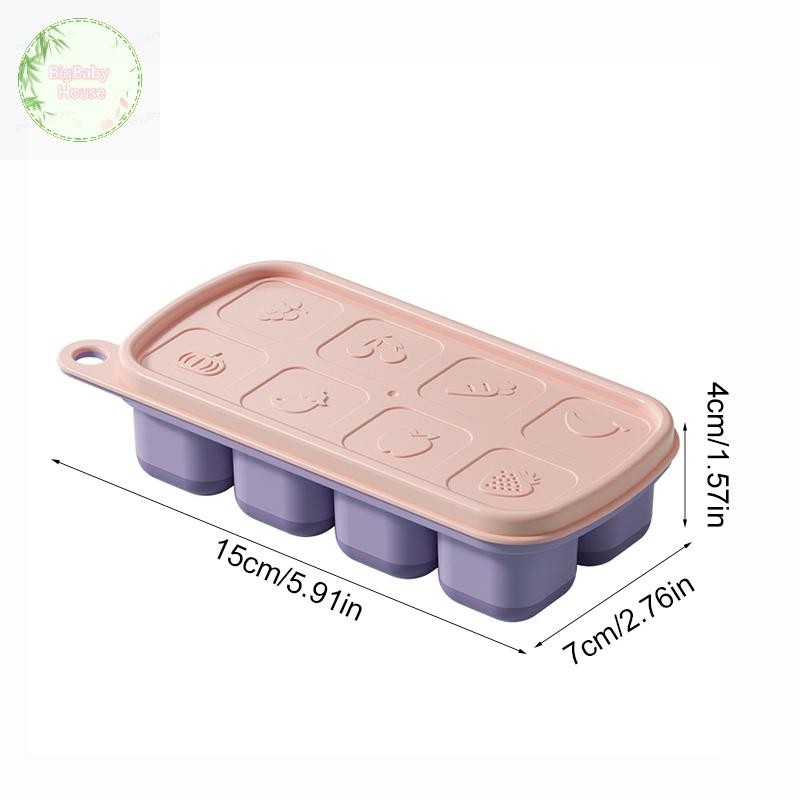 BigBabyHouse เซลล์แม่พิมพ์ซิลิโคนเกรดอาหารตารางน้ําแข็งพร้อมฝาปิดถาดน้ําแข็งทํา Mould กล่องเก็บน้ําแข็ง DIY TH - รูปที่ 3