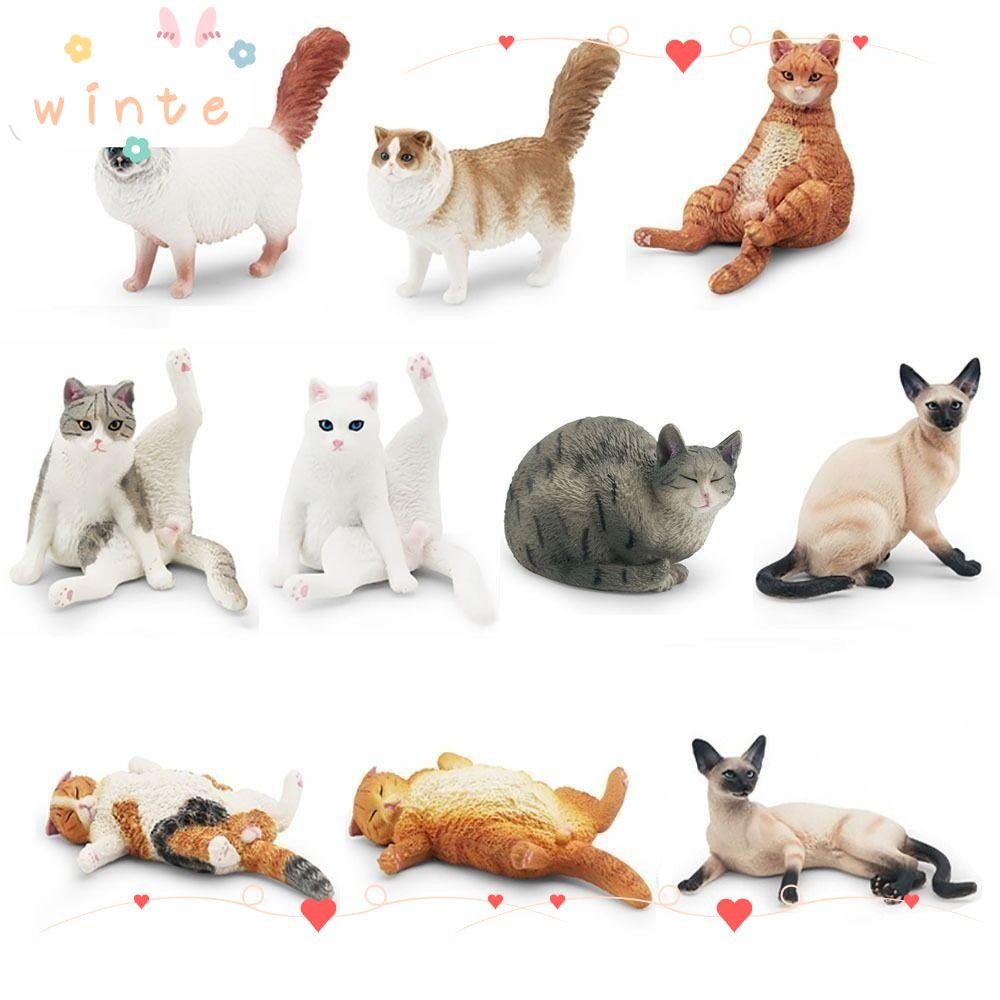 WINTE จําลองแมว,เหมือนจริงสยาม Ragdoll แมวเปอร์เซียที่สมจริงตุ๊กตาสัตว์เลี้ยง,น่ารัก PVC รูปปั้นแมวเครื่องประดับตกแต่งรถ