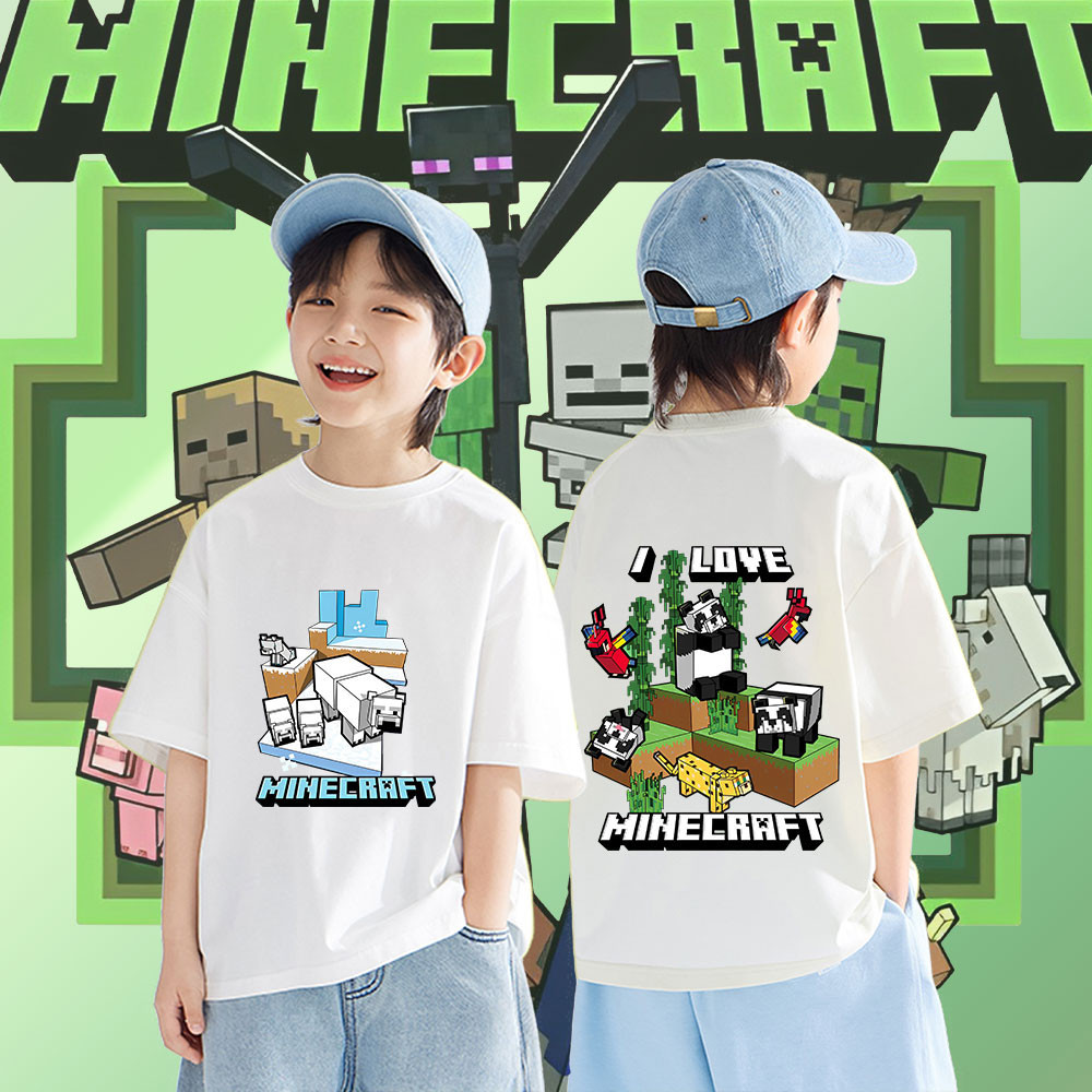 HOT SALE  Hot New Roblox Minecraft Sandbox Jj & Mikey Maizen Children’s Tshirt ย ราคา ถูกที่สุด ดีลบีเคเค แกลเลอรีภาพที่ 9