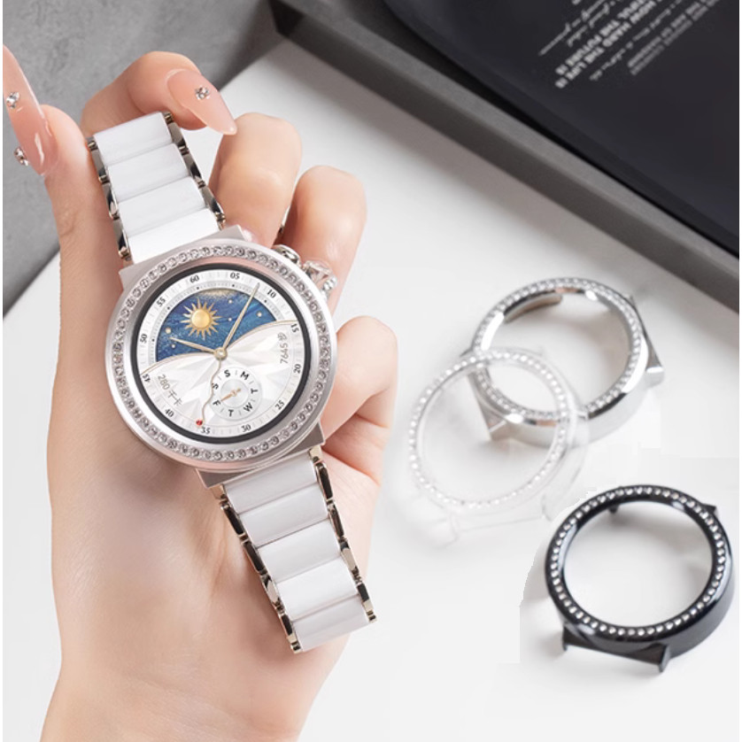 สายโลหะหรูหรา + กรณีเข้ากันได้สําหรับนาฬิกา for huawei watch gt 6 สาย Huawei Watch GT 5 Pro สาย Hard