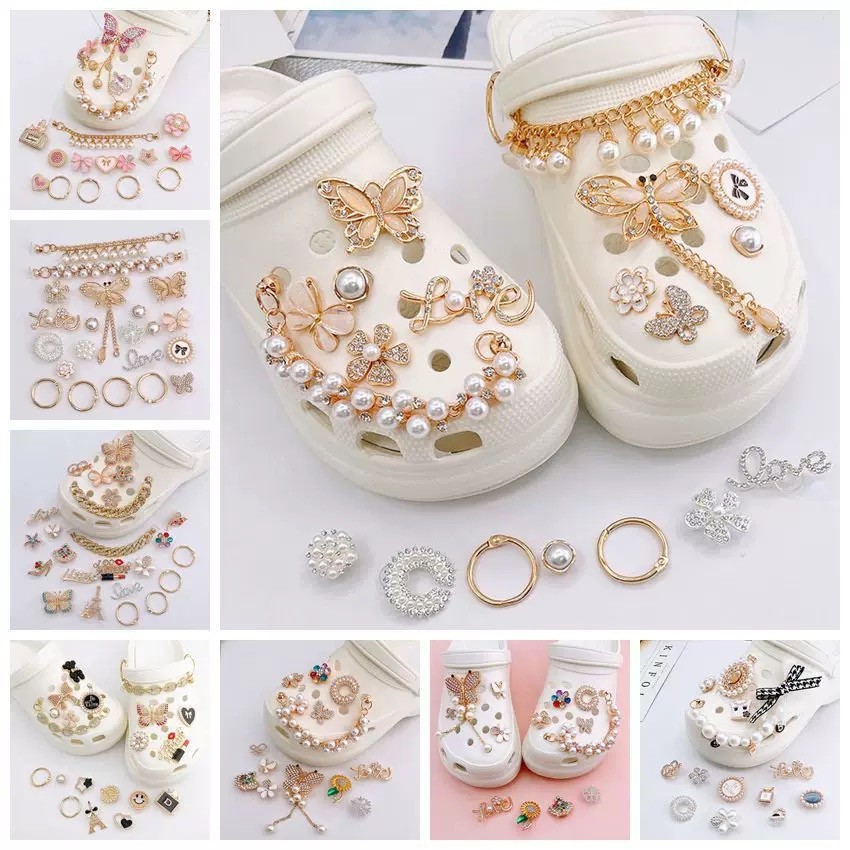 รองเท้าแตะแฟชั่น อุปกรณ์เสริม, Crocs Jibbitz Charms, jibbitz Set, รองเท ้ าแตะคุณภาพสูง อุปกรณ์เสริม,  รูปแบบโลหะเงาตกแต่ง ทําเอง คุณภาพสูง