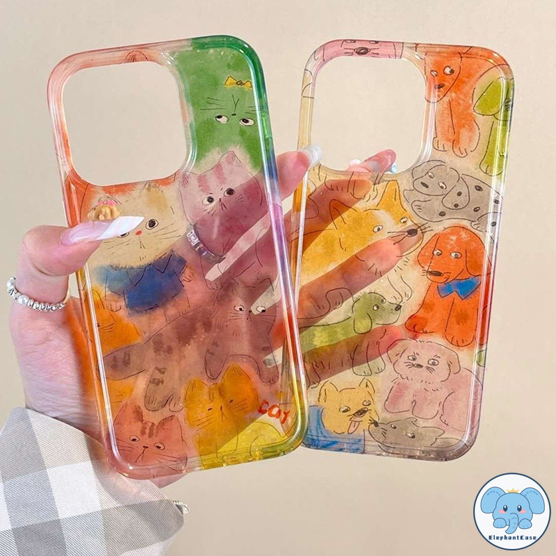 เคสใสลายการ์ตูนสัตว์สีสันสดใส เคสไอโฟน16 เคส IPhone 11 16 15 13 12 14 Pro Max XS X XR Max 7 8 Plus SE 2020 ปกคู่รัก