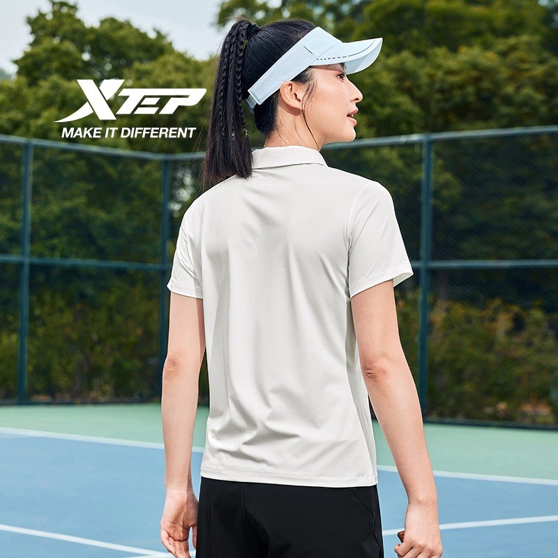 XTEP Women's Ice Silk POLO Shirt ฤดูร้อนใหม่ การฝึกอบรม แขนสั้น Lapel เสื้อยืดกีฬา — صورة 8