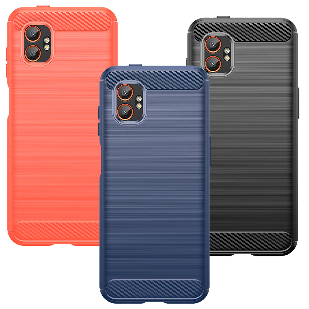 SAMSUNG สําหรับSamsung Galaxy Xcover 7 Proคาร์บอนไฟเบอร์แปรง,Anti-Shock RuggerเกราะTPUเจลสําหรับGalaxy Xcover 6 Pro