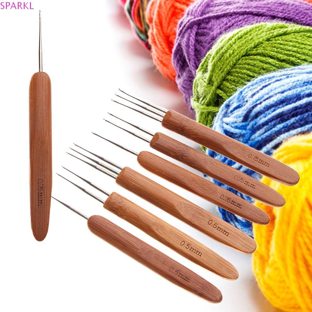 SPARKLENOVA เข็มโครเชต์ Micro Hook สานไม้ไผ่สแตนเลส One/Doube/Triple หัวเครื่องมือทําผมสําหรับทํา Dreadlock