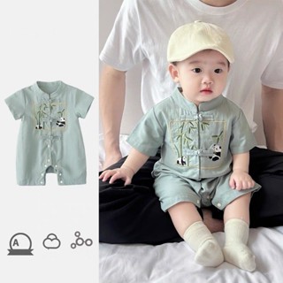 เด็กทารกชุดบอดี้สูทฤดูร้อนแขนสั้น ชุดจั๊มสูท ชายเย็บปักถักร้…