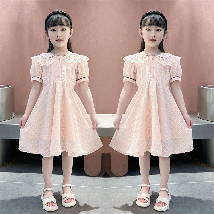 5-13 ปีเด็กผู้หญิงชุดเดรสแขนสั้นสําหรับเด็กผู้หญิงชุดเจ้าหญิงชีฟองชุดฤดูร้อน - รูปที่ 5