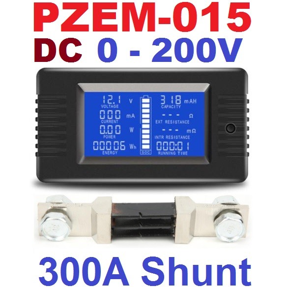 PZEM-015 DC 0-200V 0-300A Car Battery Discharge Indicator Capacity Tester Power Energy Impedance Res