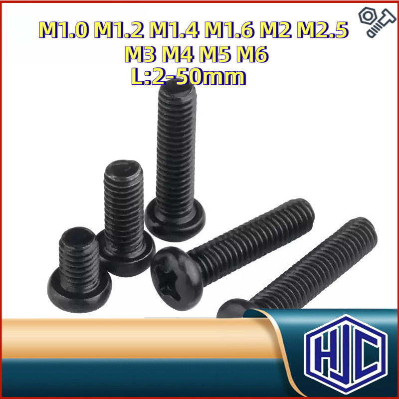 [HJC-LY-w] Pan Head Phillip Machine Screw carbon steel/Pan Head Phillip Machine Screw carbon steel/น็อต สกรู หัวกลม หัวแพน แฉก เหล็กกล้าคาร์บอน เกลียวมิล หยาบ M1.0 M1.2 M1.4 M1.6 M2M2.5 M3M4M5M6