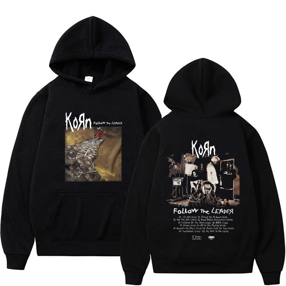 Rock Band Korn ติดตามผู้นํากราฟิก Hoodie ผู้ชายผู้หญิง Gothic Tracksuit ชายขนาดใหญ่ Hoodies หายาก Nu โลหะเพลง