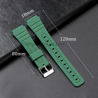 18 มม.สายนาฬิกากีฬาสําหรับ Casio สร้อยข้อมือยางซิลิโคนนาฬิกาสําหรับ A158 A168 AE1200 AE1300 F105 F108 F84 W800H SGW400 สายคล้อง