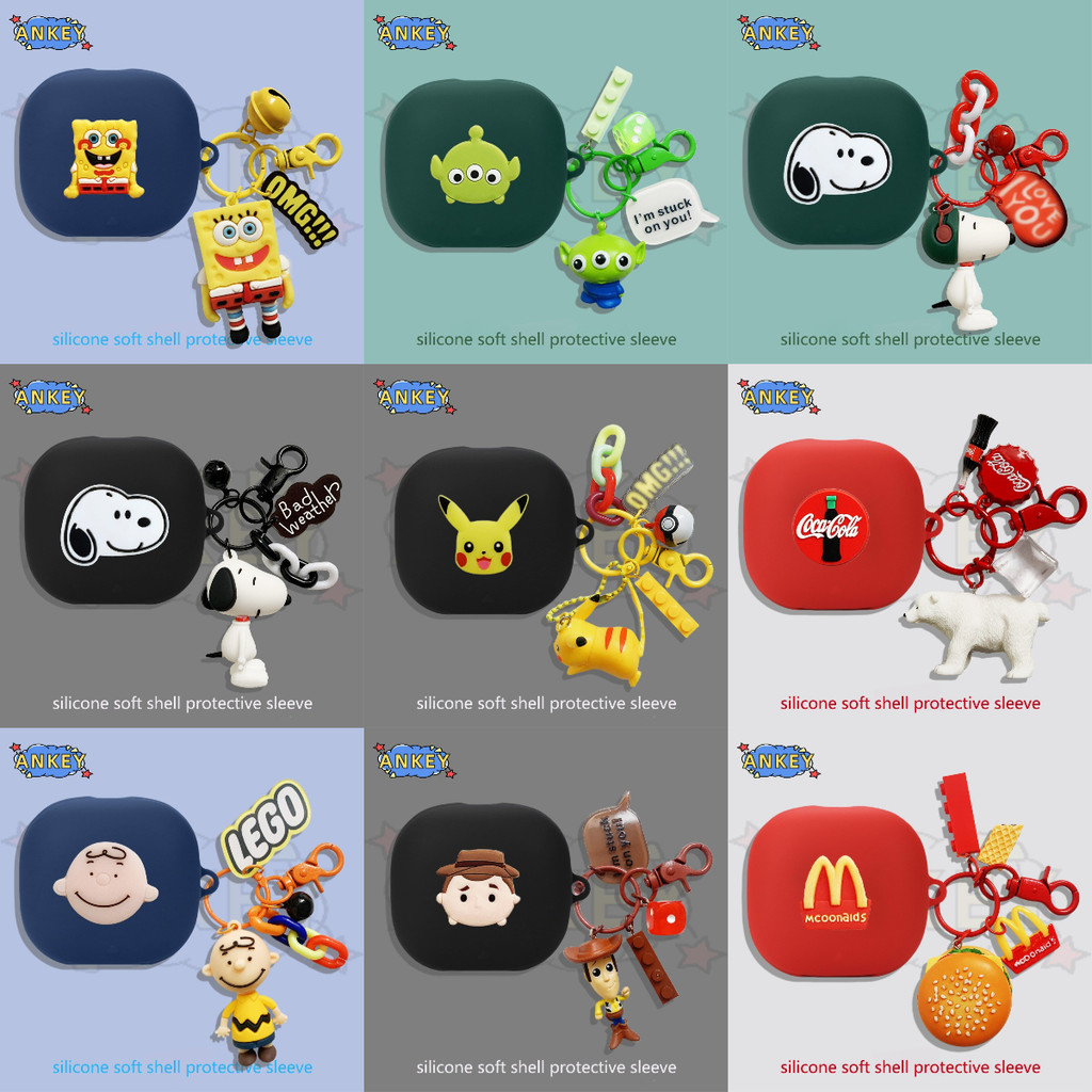 For Anker Soundcore Liberty 4 Pro Case Earphone Silicone Case Cartoon Dog Earbuds Soft Protective Headphone Cover Headset Skin with Pendant