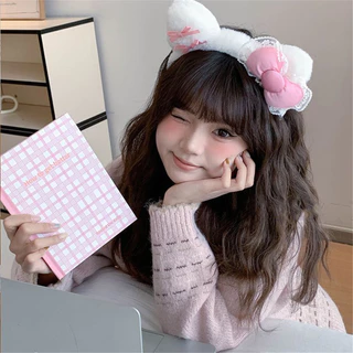 การ์ตูน Sanrio ที่คาดผมลูกไม้ Melody Hello Kitty Kuromi Lolita Plush Bow