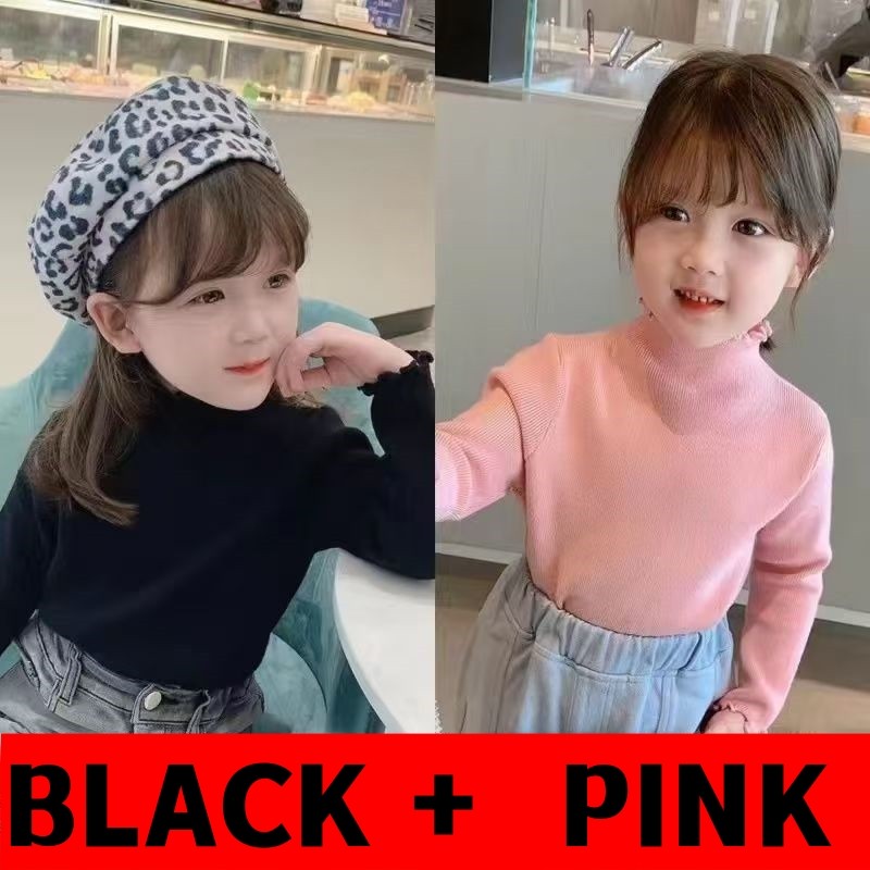 2 ชิ้นแขนยาวสําหรับเด็กผู้หญิง Dralon ครึ่งคอสูงเสื้อยืดเสื้อฐานอเนกประสงค์ - รูปที่ 4