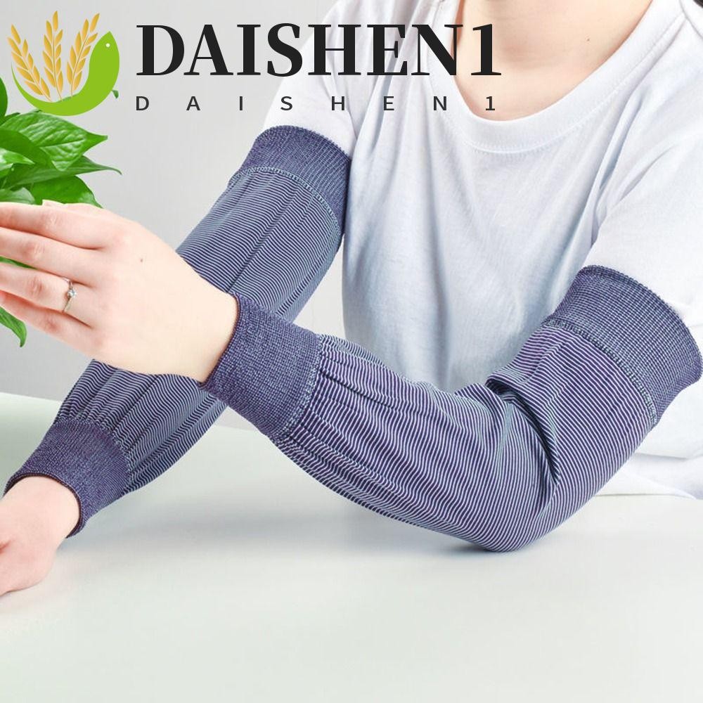 Daishen1 ปลอกแขน ลายทาง ทํางาน เดินป่า ป้องกันแสงแดด สําหรับผู้หญิง ผู้ชาย แขนยาว ขับรถ ขี่จักรยาน แขนอุ่นขึ้น