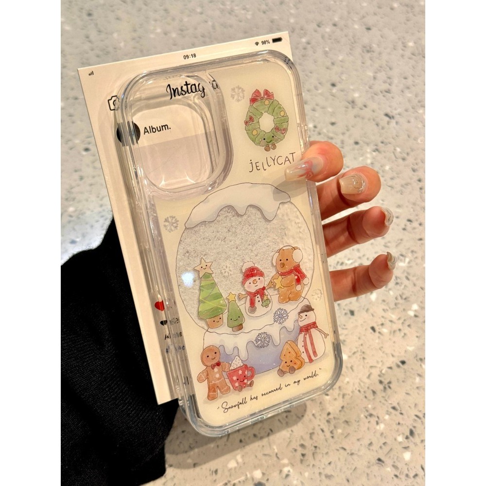 ภาพประกอบตุ๊กตาหิมะแวววาวเหมาะสําหรับเคสโทรศัพท์ iPhone16 iPhone15/14PRO/13/12/11promax Soft X XLZK