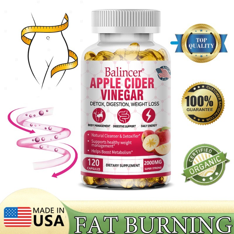 อาหารเสริม Apple Cider Vinegar 2000 มก. - รองรับการจัดการน้ําหนัก ลดลง ระดับ Cholesterol ปรับปรุงอาการท้องอืด