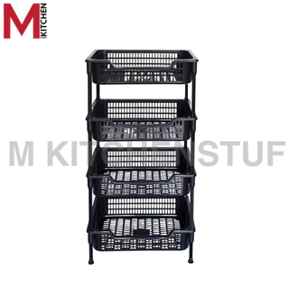 M KITCHEN 1040-BLACK ชั้นวางของ ชั้นวางของในครัว 4 ชั้น ขนาด 43x30x82 ซม. (B4)