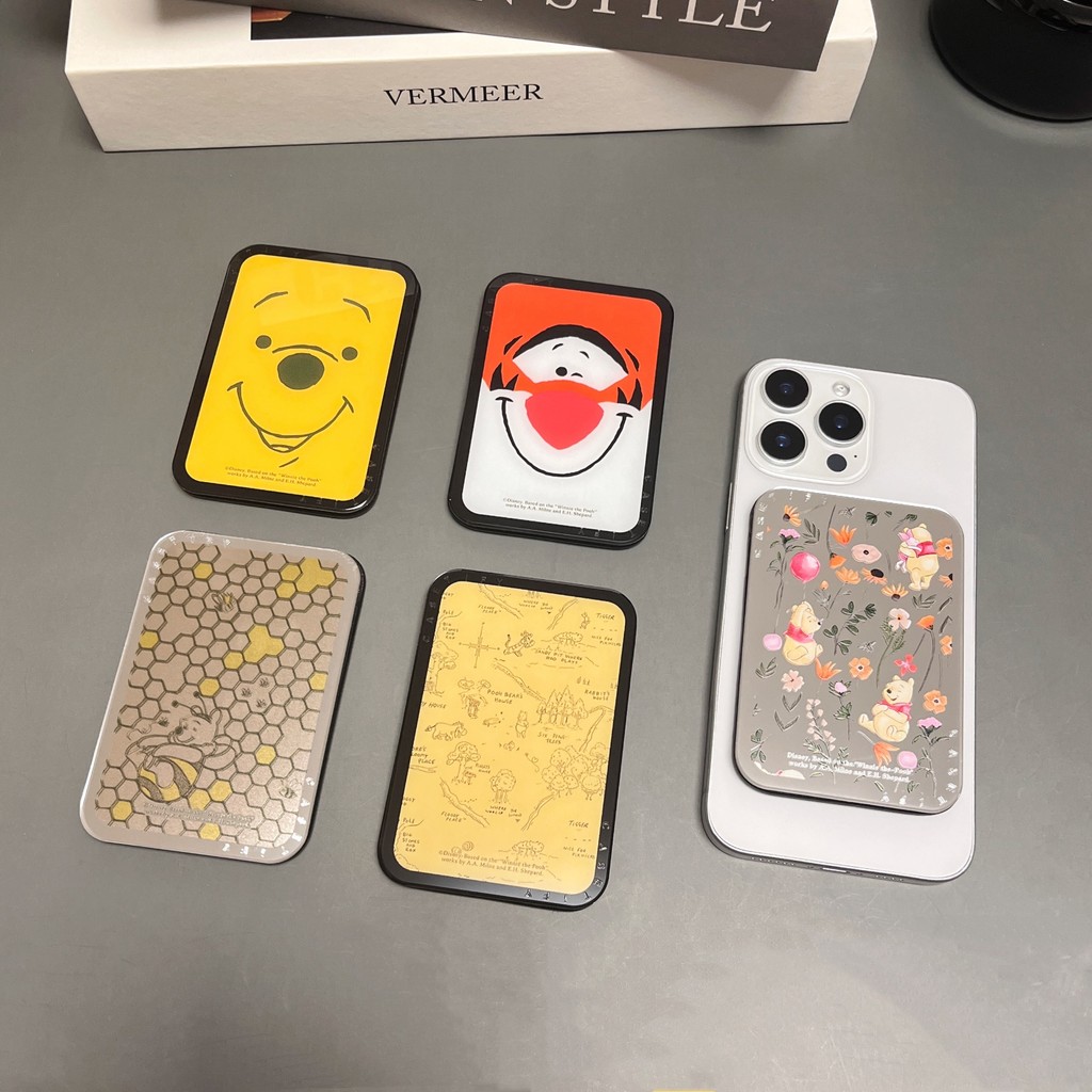 Tigger Magnetic Card Wallet พับ Mini Card Holder, Phone Stand Kickstand Card Pouch สําหรับ iPhone,Magsage Phone Case,Bus Subway Card Bag