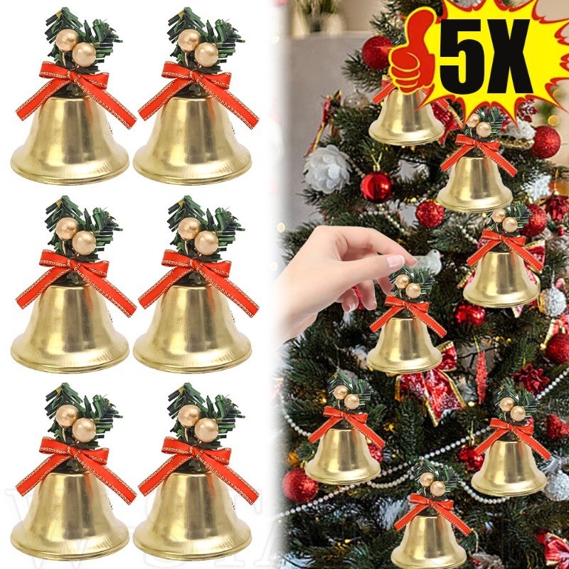 5ชิ้นคริสต์มาสเบลล์กับโบว์-กุทัณฑ์กริ๊งระฆังจี้-ปีใหม่ปัจจุบัน-ต้นคริสต์มาสแขวนเครื่องประดับ-บ้านเทศกาลพรรคอุปกรณ์ตกแต่ง