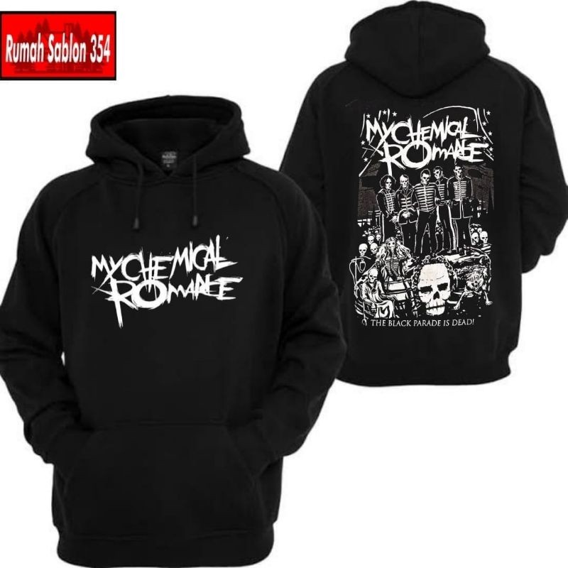 Hitam jacket MCR HOODIE MY CHEMICAL ROMANCE - ใส่ ZIPPER ZIPPER (ดีไซน์หน้าซ้ายหน้าอก) สีดํา HOODIE BAND เสื้อโลหะ Music