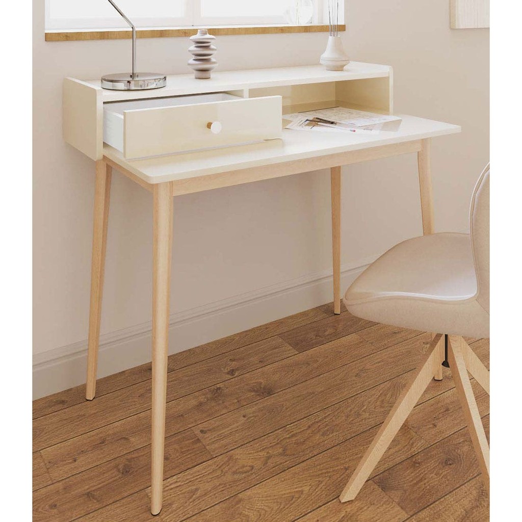 SB Design Square โต๊ะทำงาน รุ่น Blanca สีครีม (100X60X79 ซม.)  แบรนด์ KONCEPT FURNITURE