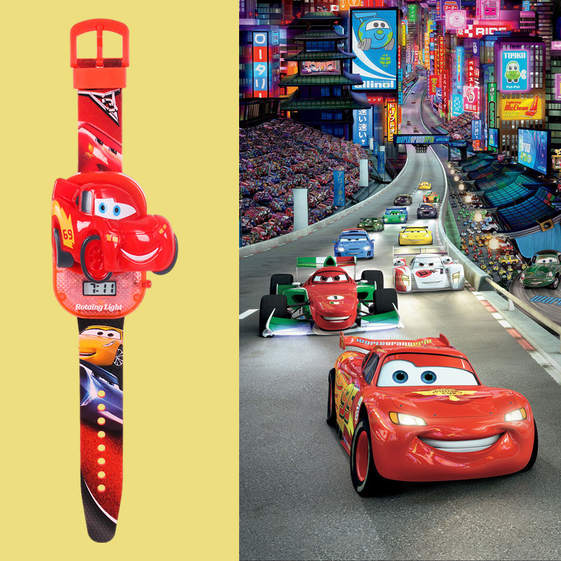 การ์ตูนรถยนต์ Lightning McQueen นาฬิกาพร้อมไฟเพลง Sanrio Melody Kuromi นาฬิกา Cinnamoroll ของเล่นเด็กของขวัญวันเกิด