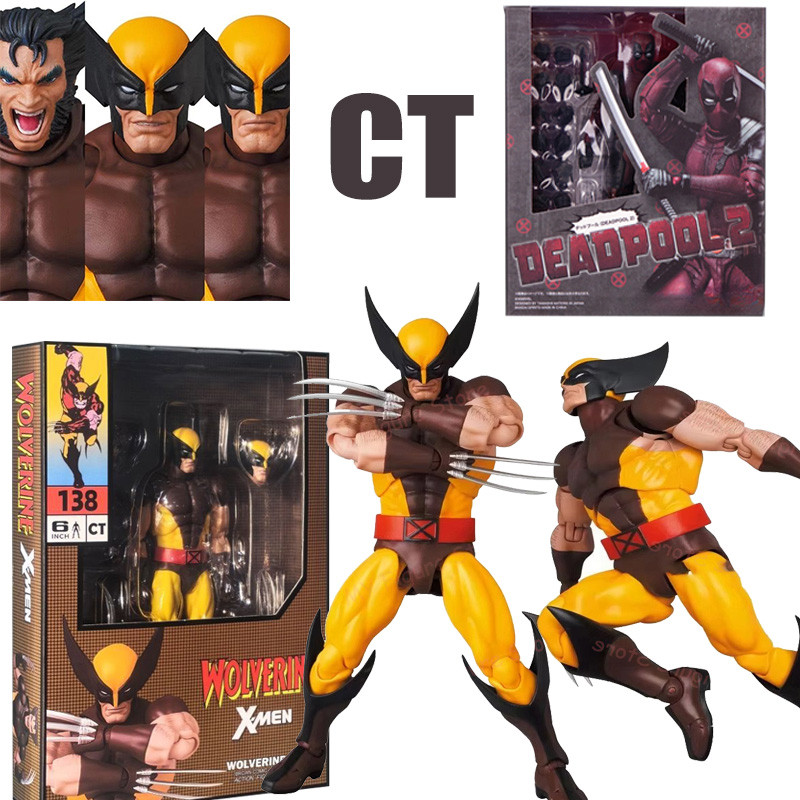 Ct ของเล่น Wolverine รูป Mafex 138 สีน้ําตาลการ์ตูน X-Men Shf Deadpool Action Figure Joint Movable Ko รุ่น