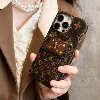 แฟชั่น clamshell ช่องใส่การ์ดหนังเคสโทรศัพท์สําหรับ iphone 16promax 16 15 14 13 12 11 Pro Max 16plus 15max 14 Drop proof กรณี