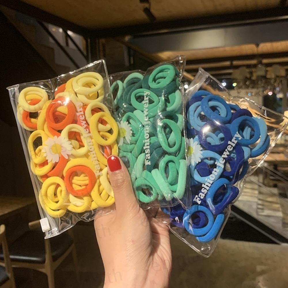 Ebinlands 50 ชิ้น/เซ็ตเชือกผม, Scrunchie สีลูกกวาดยางรัด, แฟชั่นผ้าเช็ดตัวยืดหยุ่นแหวนผู้หญิง