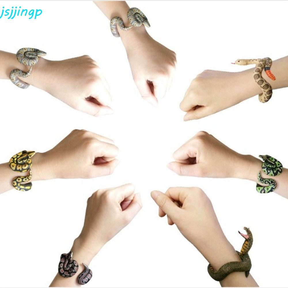 Jsjjingp สร้อยข้อมืองู Cobra Punk ของขวัญสําหรับเพื่อนจําลองงูสนุก Prank Python งู Tricky ของเล่น