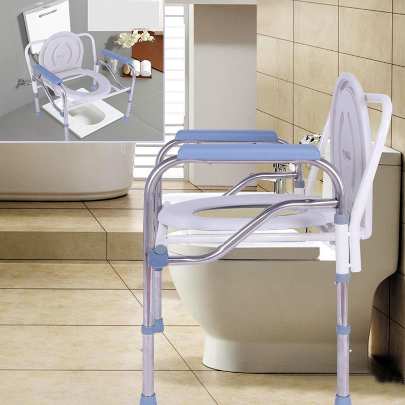 พร้อมส่ง ผู้ใหญ่ ส้วมเคลื่อนที่ผู้สูงอายุ แสตนเลส ปรับความสูงได้ แข็งแรง กันลื่น รับน้ําหนักได้ดี 150KG - รูปที่ 3