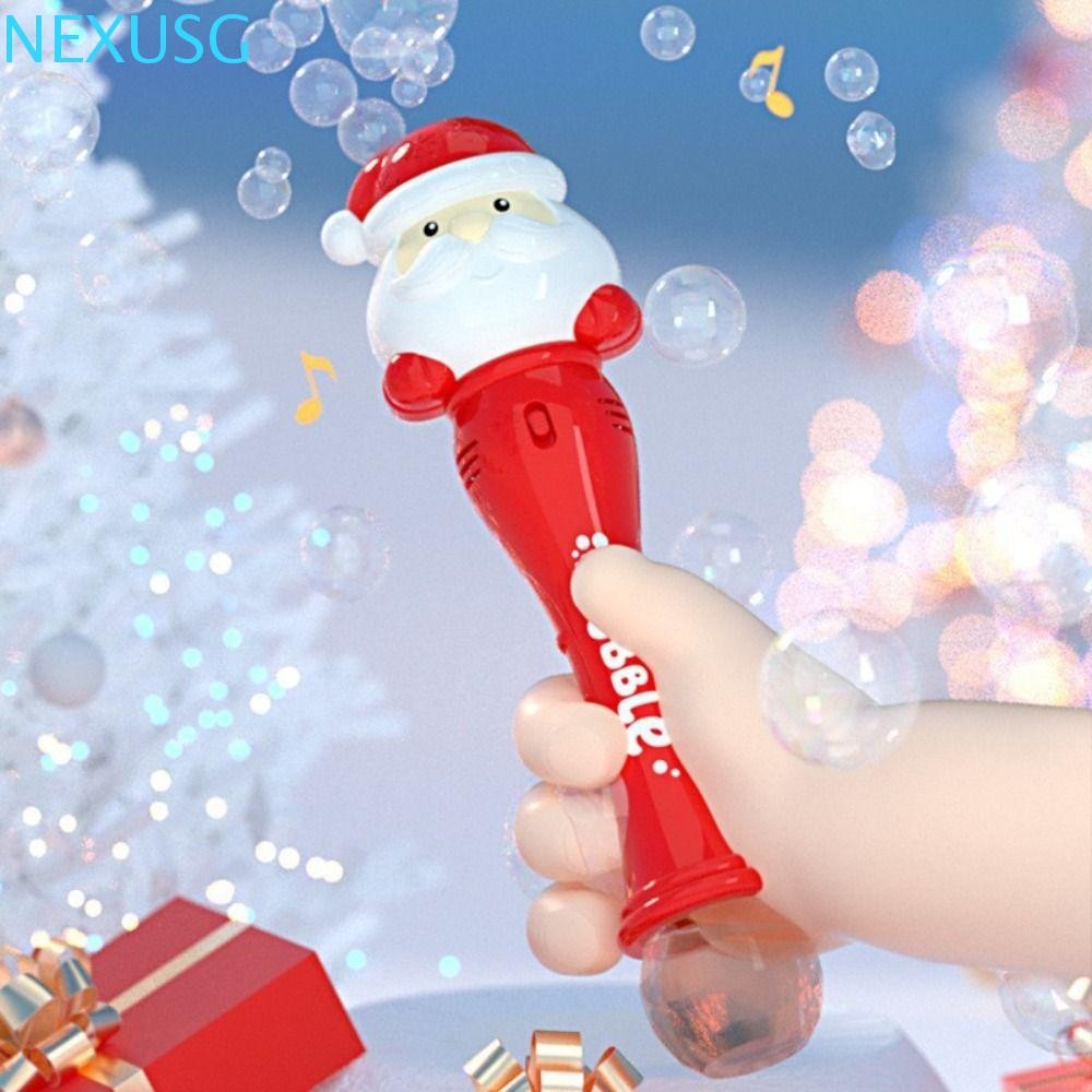 Nexusg ซานตาบับเบิ้ลเป่า|พลาสติกคริสต์มาสซานตาเบลล์ไม้กายสิทธิ์ของเล่นกลางแจ้ง,น่ารักไม้กายสิทธิ์ฟองไฟฟ้าตลกคริสต์มาสฟองชงเด็กของเล่นของขวัญปีใหม่