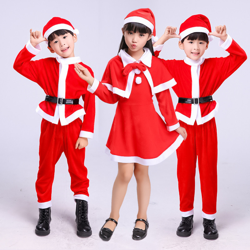 80-160 ซม.เครื่องแต่งกายคริสต์มาสสําหรับเด็ก Xmas Santa Claus ชุดสําหรับชายหญิง