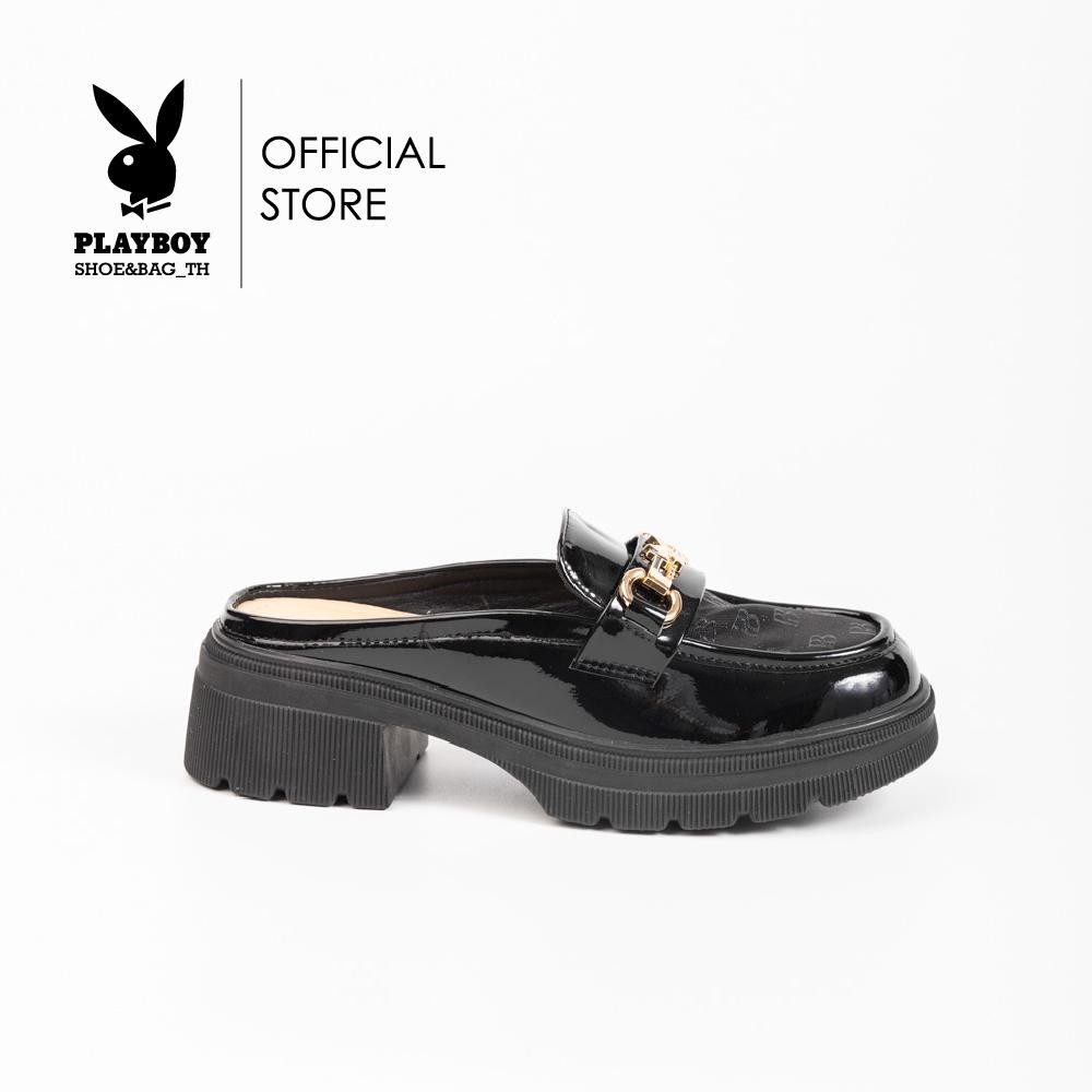 PLAYBOYรองเท้าโลฟเฟอร์ รหัสST-H243C1189 ดีไซน์ ทรงโลฟเฟอร์เปิดส้นหัวรองเท้า แต่งซีทรูสกรีนโลโก้ มี2สี สีดำและสีครีม