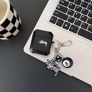 Armor STUSSY ปลอกซิลิโคนพร้อมพวงกุญแจสําหรับ AIRPODS 4 ANC PRO 1/2/3 PRO เคสป้องกัน
