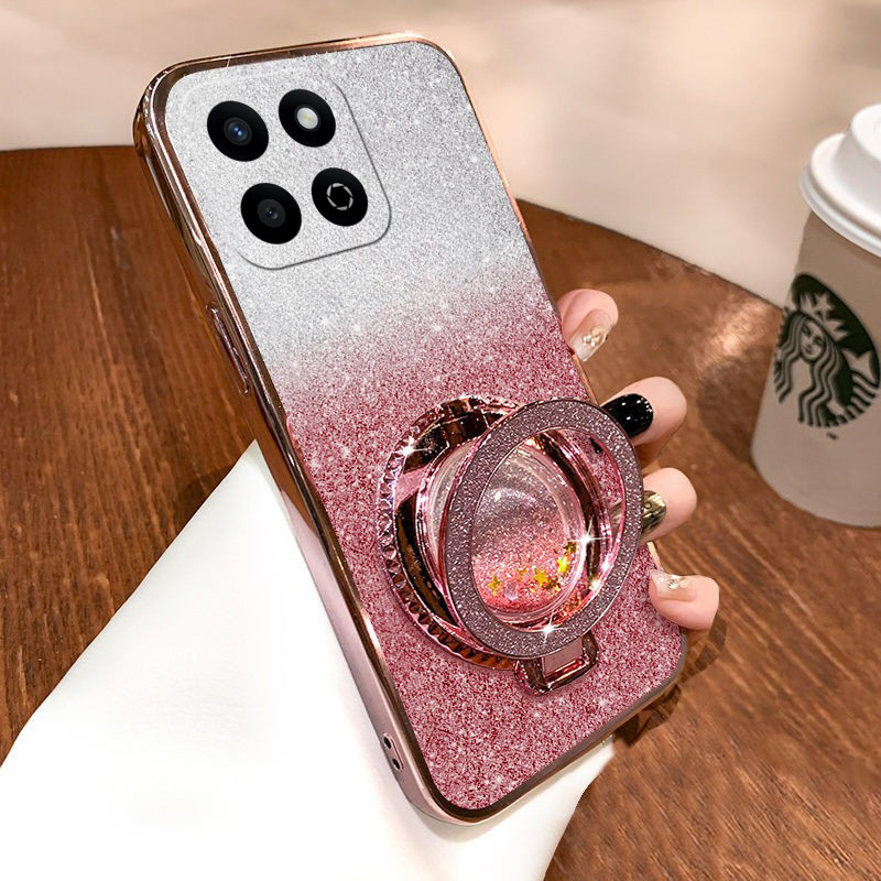 สําหรับ Honor 200 สมาร์ท X7C X7D X9D 4G 5G X9C กรณี Liquid Glitter Quicksand นาฬิกาทราย Stand Holder