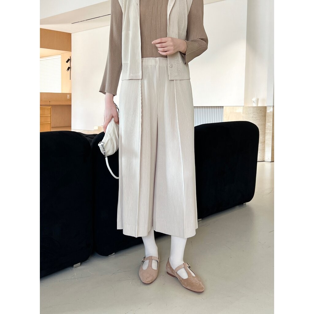ปรับราคาลง!! ยาว 32 นิ้ว 2MUAY รุ่น GJO1805 กางเกงพลีทคุณภาพ THICK WIDE LEG PLEATED PANTS 9 สี FREE SIZE
