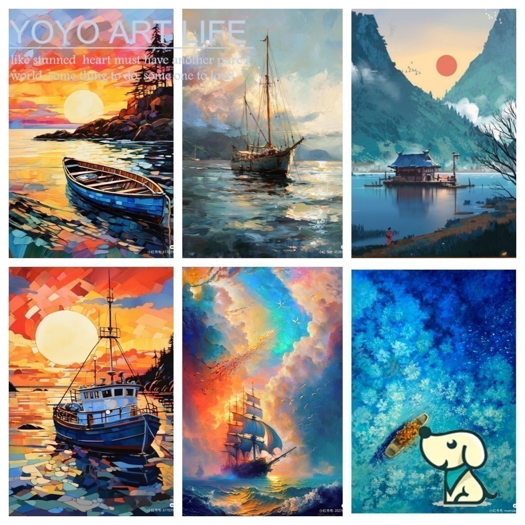 Yoyo T3 เรือและความฝันที่สวยงาม sunset Sky สีโดยตัวเลขชุด 40X50 ซม. DIY ผ้าใบน้ํามันภาพวาดโดยตัวเลข ไม่มีกรอบ สามารถเพิ่มกรอบ