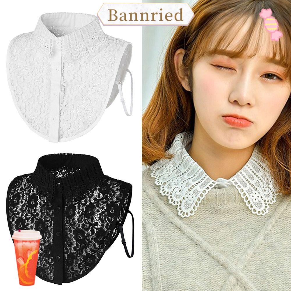Bannriedsg989 ปลอกคอปลอม, ผ้าพันคอคอ DIY ที่ถอดออกได้ปลอม, ผ้าคลุมไหล่ห่อตกแต่งลูกไม้ปกครึ่งเสื้อผู้หญิงหญิง