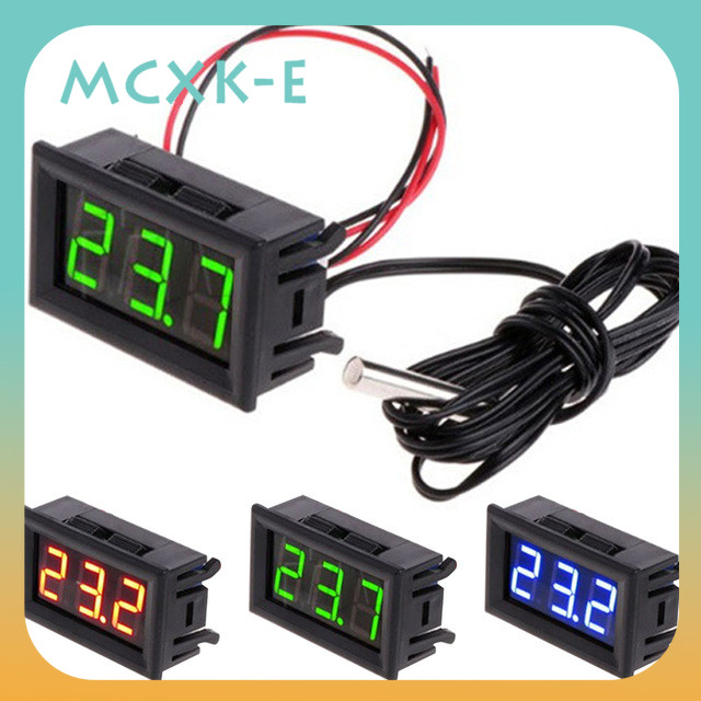12v เครื่องวัดอุณหภูมิอิเล็กทรอนิกส์อุณหภูมิจอแสดงผลดิจิตอลเครื่องวัดอุณหภูมิแบบดิจิตอลถังปลาตู้เย็นเครื่องวัดน้ํา The