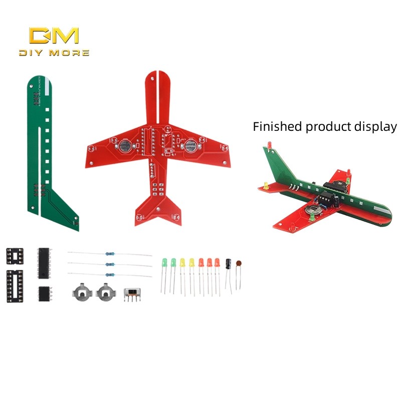 Diymore อิเล็กทรอนิกส์เครื่องบินขนาดเล็กกระพริบ Led Flow Light Circuit ทําชุด Diy เชื่อมชิ้นส่วนฝึก