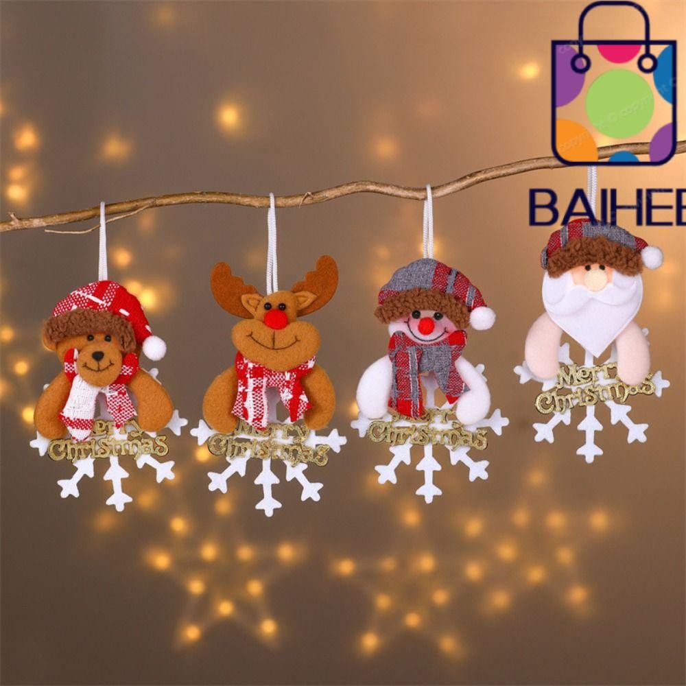 Baihee 1/4 ชิ้นคริสต์มาสตุ๊กตาเครื่องประดับ, Elk Bear Merry Christmas Xmas Tree แขวนของเล่น, Party Supplies Santa Snowman คริสต์มาสแขวนจี้ตกแต่งบ้าน